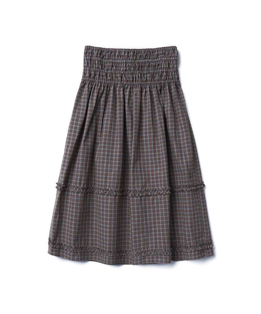 Tudment Check Tiered Skirt_Brown