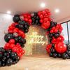 142-teiliges rotes und schwarzes Ballonbogen-Set für Hochzeiten, Abschlussfeiern, Geburtstage, Jubiläen & Hintergrunddekoration