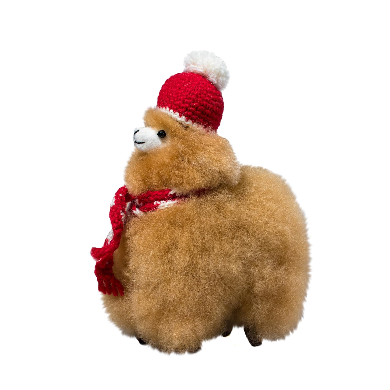 

Перуанское ремесленное изделие ручной работы из натуральной шерсти альпаки, украшение альпака с зимними аксессуарами, светлое [СЕН-МАЛО] 100% - (17см) (Натуральный неокрашенный, коричневый)