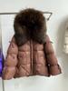 Winter new high-end fur big fox fur collar hooded down jacket women's butterfly straps thickened warm jacket