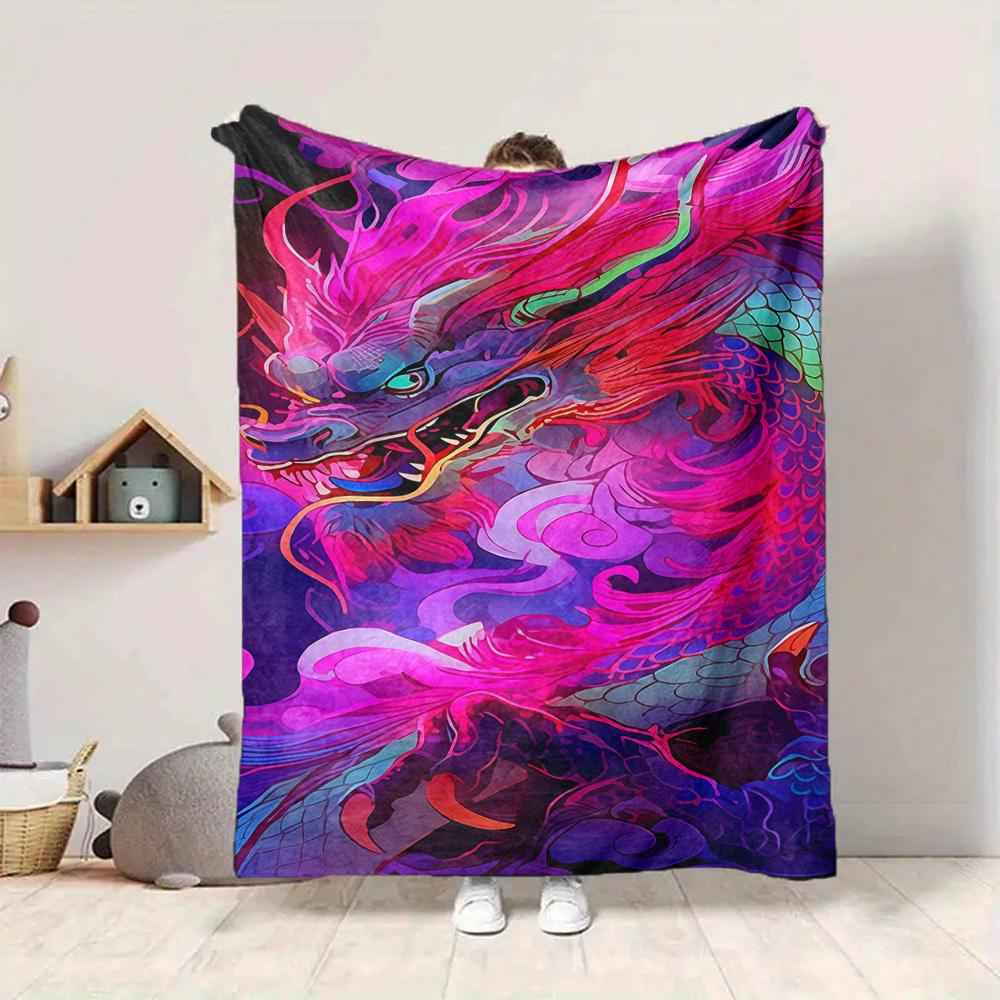 1pc Dragon Art Blanket Lightweight Flannel Blanket Throw Blanket For Sofa, Bed, Travel, Camping, Livingroom, Couch, Chair, And Bed yy2509026147