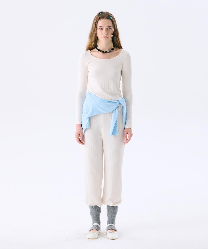 JUNEJUNE SPACE Eyelet Jersey Pants_Cream