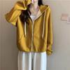 Real Sweater Women's Thin Long-sleeved Loose Top Hooded Cardigan Zipper Jacket