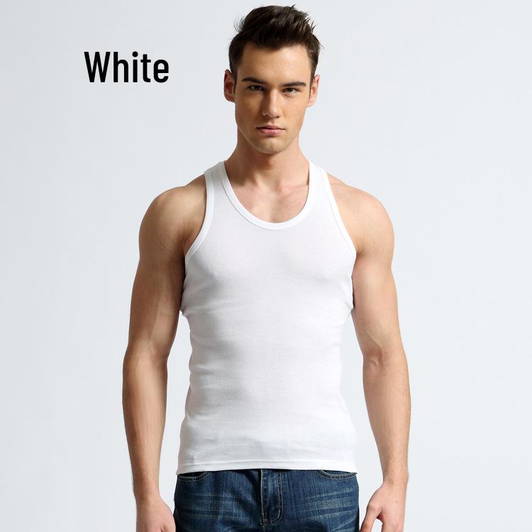 Kangji Pánské tílko z čisté bavlny slim fit s racerback střihem - Prodyšné tričko bez rukávů v jednobarevném provedení