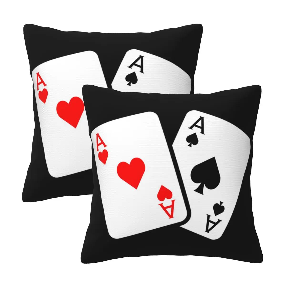 

Playing Cards Ace 2 pcs Square Pillowcase Pillow Cover Cushion Zip Decorative Comfort Throw Pillow for Home Car 12x12Inch