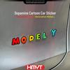 Compatible with Tesla Model 3/Y Rear 3D Cartoon Colorful Car Logo Letter Stickers in Acrylic.