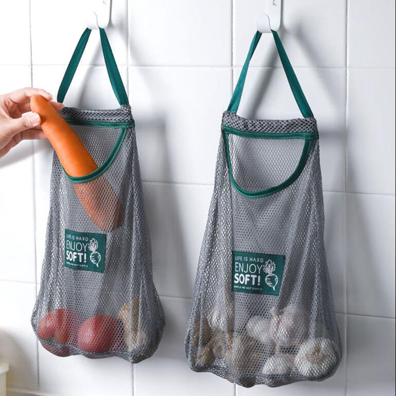 Kitchen vegetable storage mesh bag household multi-purpose creative fruit wall hanging bag hanging onion and garlic storage bag