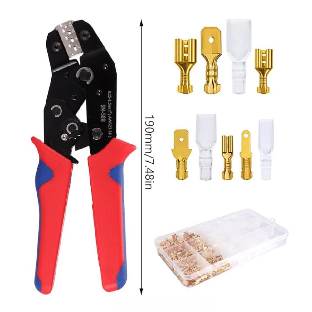 Crimping Tool Set, Insulated Crimping Tools 0.5-1.5/1.5-2.5/4-6mm² Crimping Tool, Wire Crimping Tool with 380pcs Cable Connectors Suitable for 2.8mm,