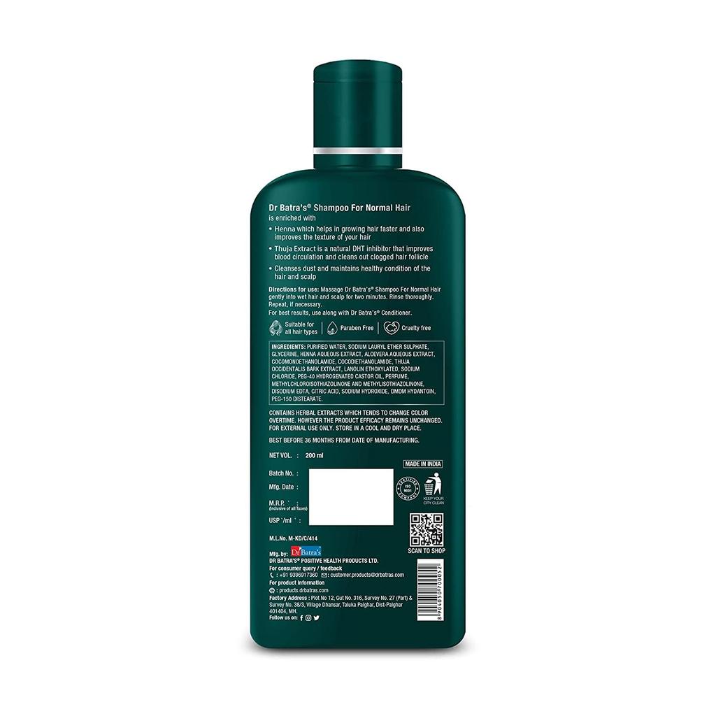 Dr Batra's Nourishing Shampoo For Dry Hair With Gentle Cleansing Formula, Daily Use Care For Adults, Paraben Sulfate Free, 200 Ml