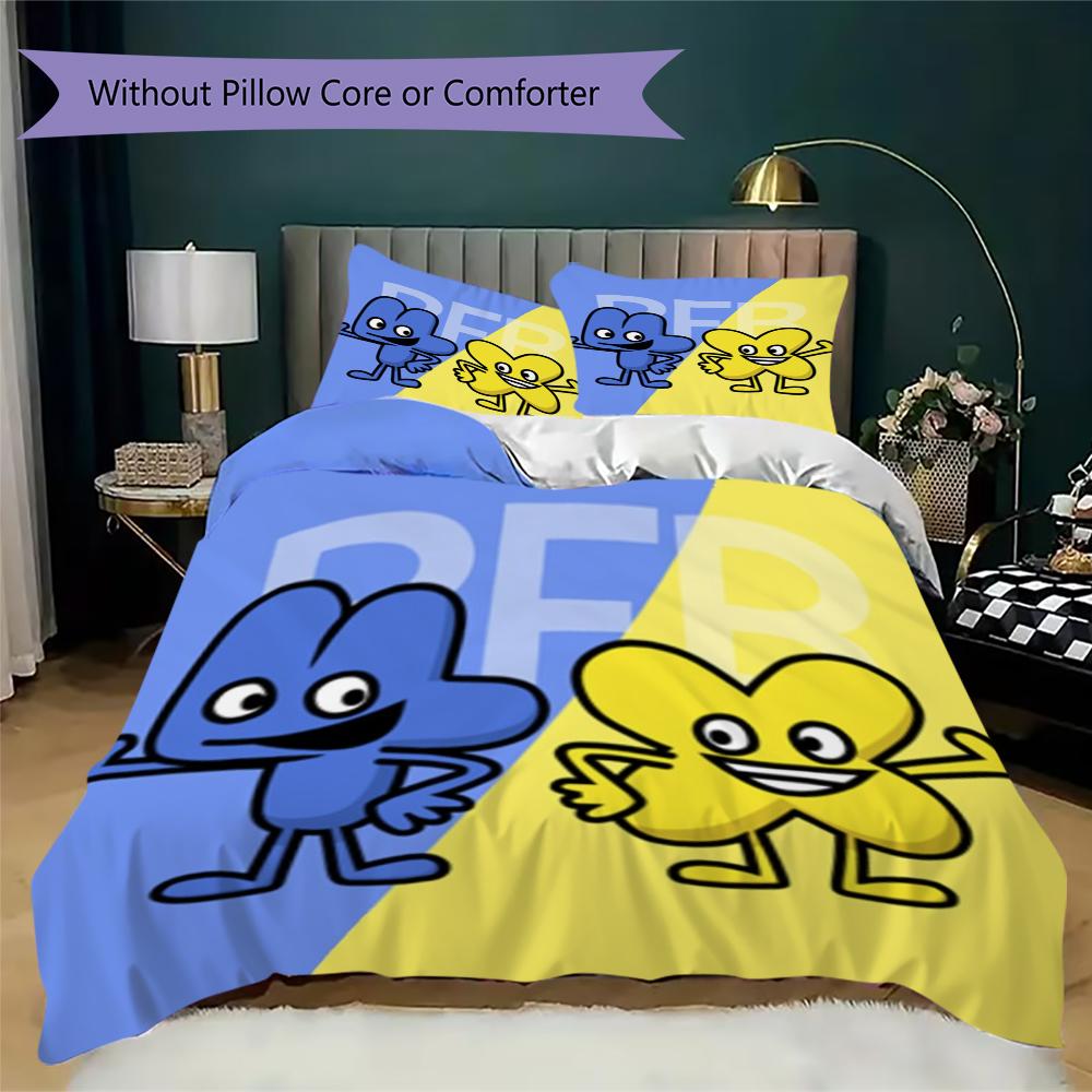 BFDI Pattern Bedding,Quilt Set Quilt Cover Pillowcase Home Birthday Gift(1 * Duvet Cover + 2 * Pillowcase, Without Core)_lx