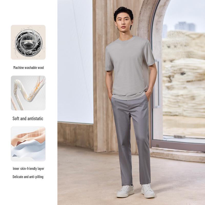 Langdeng Men's Round Neck Short Sleeve Pullover Knit Sweater