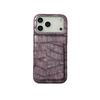 Retro Fashion Leather Imitation Crocodile Skin Texture Cover Case For iPhone 17 16 15 14 13 Pro Max with Flip-up Mirror Holder