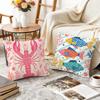 Coastal Ocean Fish Lobster Cushion Cover Durable Hypoallergenic Organic Linen Pillow Cover Short Size Washable SkinFriendly