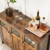 VASAGLE Storage Unit, Sideboard, with 3 Door Cupboard, Steel Frame, Industrial Style, Rustic Brown and Ink Black