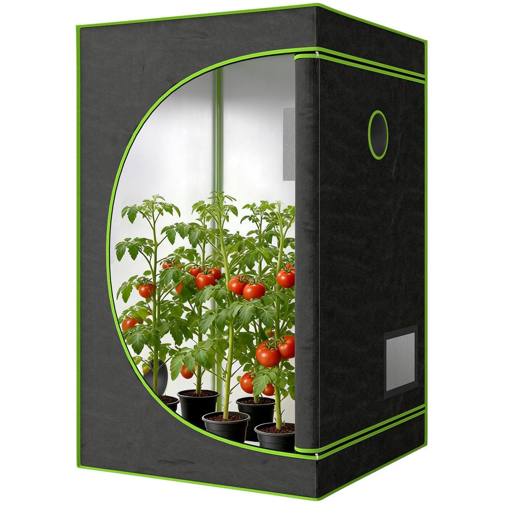 Grow Tent 120 x 120 x 200 cm, Reflective Mylar Hydroponic Growing Tent with 600D Oxford Fabric, Observation Window, Vent