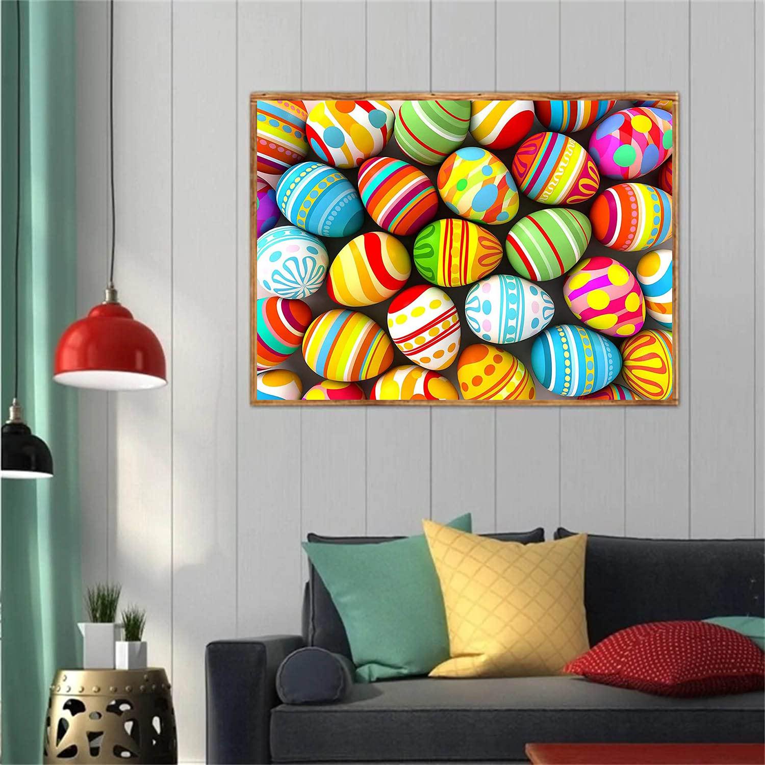 

5D Diy Алмазная картина Цветные яйца Набор для вышивки крестом Полный Алмазная вышивка Мозаика Художественная картина Стразы Декор Подарок Full Round 20x30cm