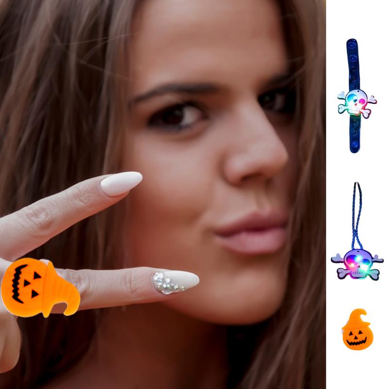 Glowing Halloween Toys Led Rings Necklaces Watches Party Favors Flashing Glowing Fun Toys Trick Or Treat Party Supplies