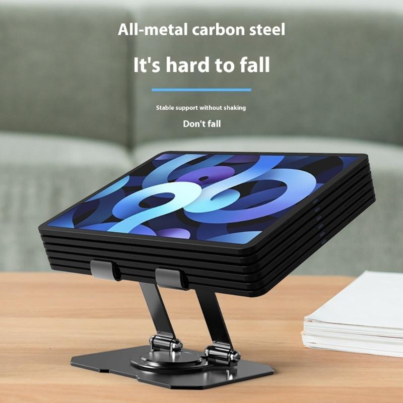 360 Degree Rotating Adjustable Tablets Stand Foldable Holder For Multiple Devices Alloy Steel Construction