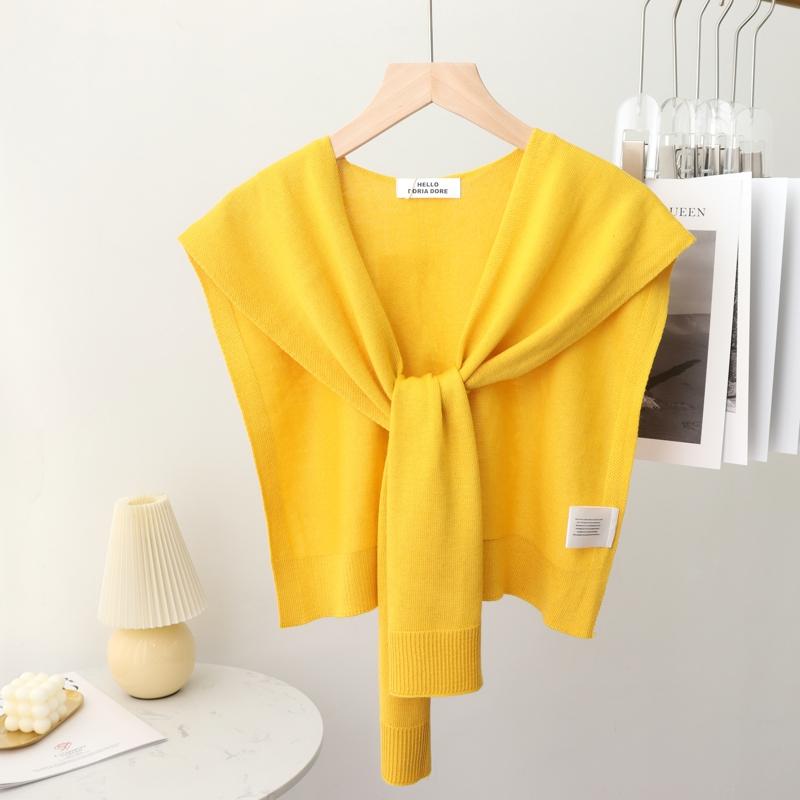 Korean Summer Air Conditioning Fake Collar Neck Guard Scarf Female Knit Thin Autumn Knotted Cape Sunscreen Shawl For Women