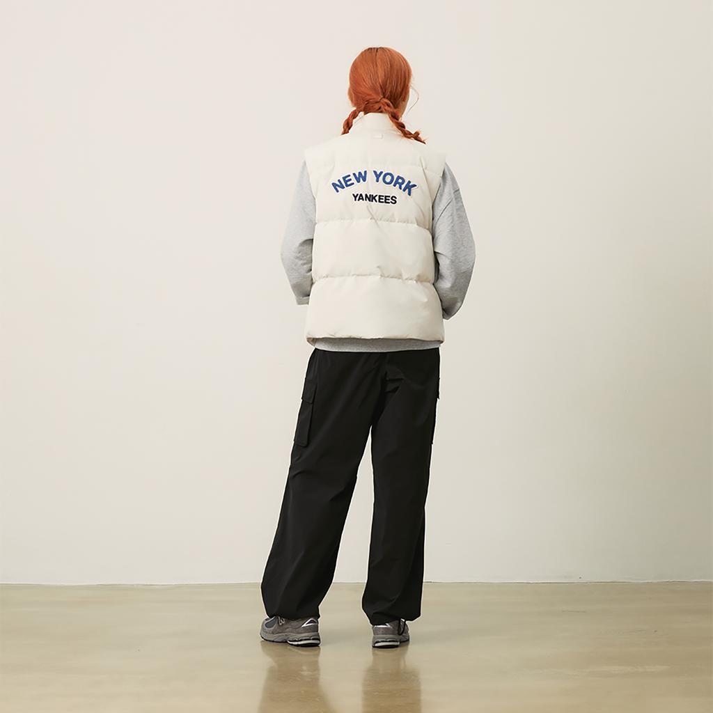 New MLB Preppy Style Collection New York Yankees FW24 Down Vest Unisex Dark Cream 3ADVV1046-50CRD