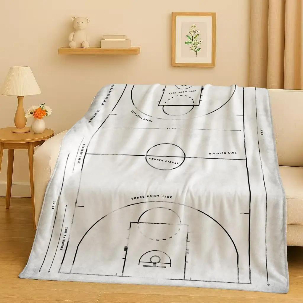 2026 New Basketball Court Art Flannel Blanket,Ultra Soft Warm Plush Throw for Home Bedroom Bed Sofa Cover Travel Camping Gift