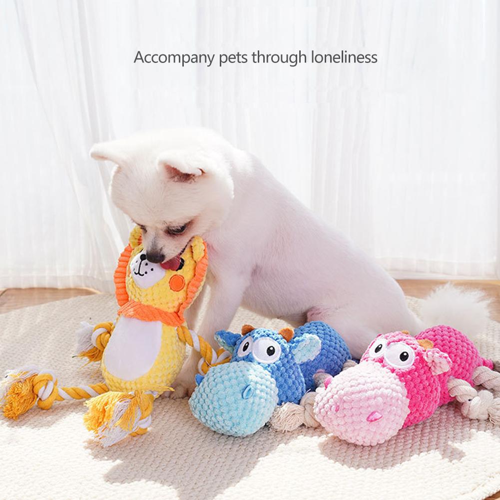 Colorful Animals Shaped Dog Stuffed Plush Bite Toy Interactive Pet Toy for Fun Pet Cotton Rope Chew Resistan Squeaky Toy