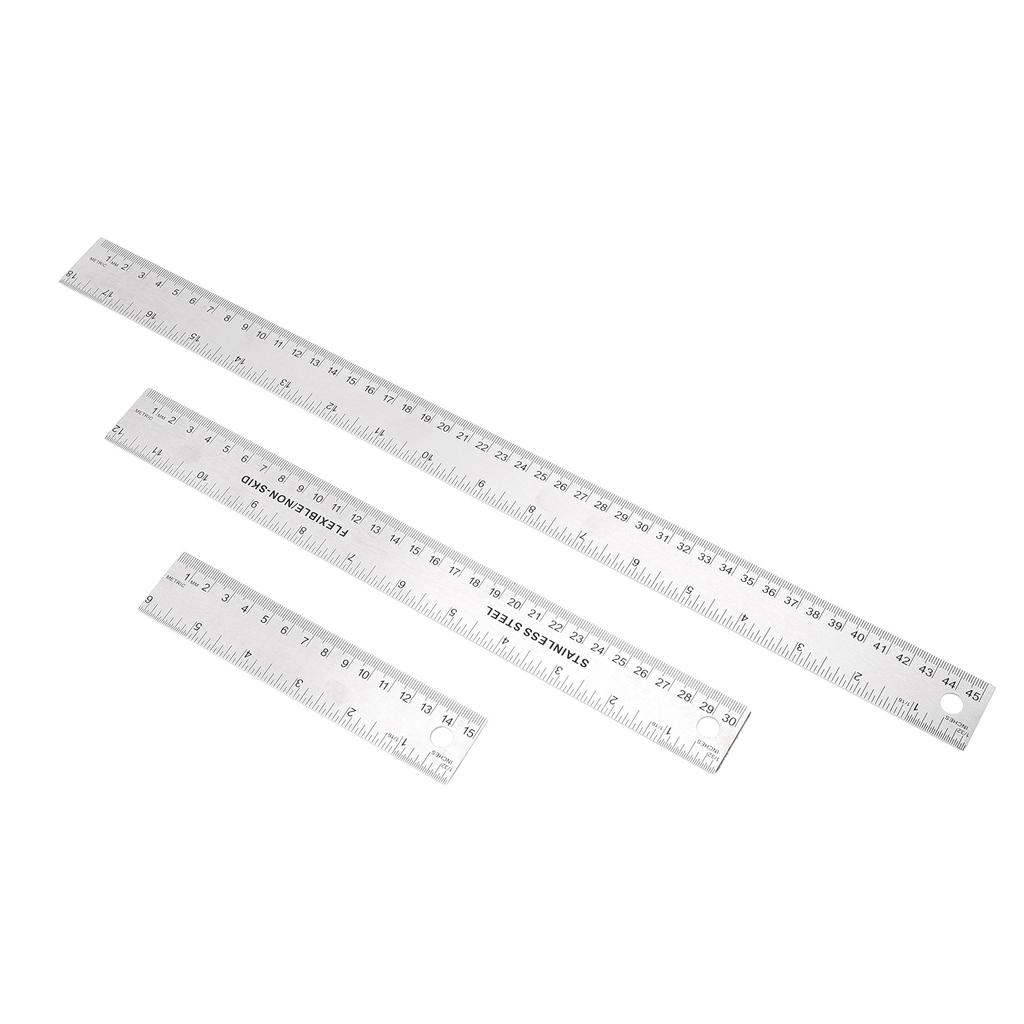 3 Stück Korkrückseite Metalllineal Rutschfest Gerade Messgerät Werkzeug Edelstahllineale mit