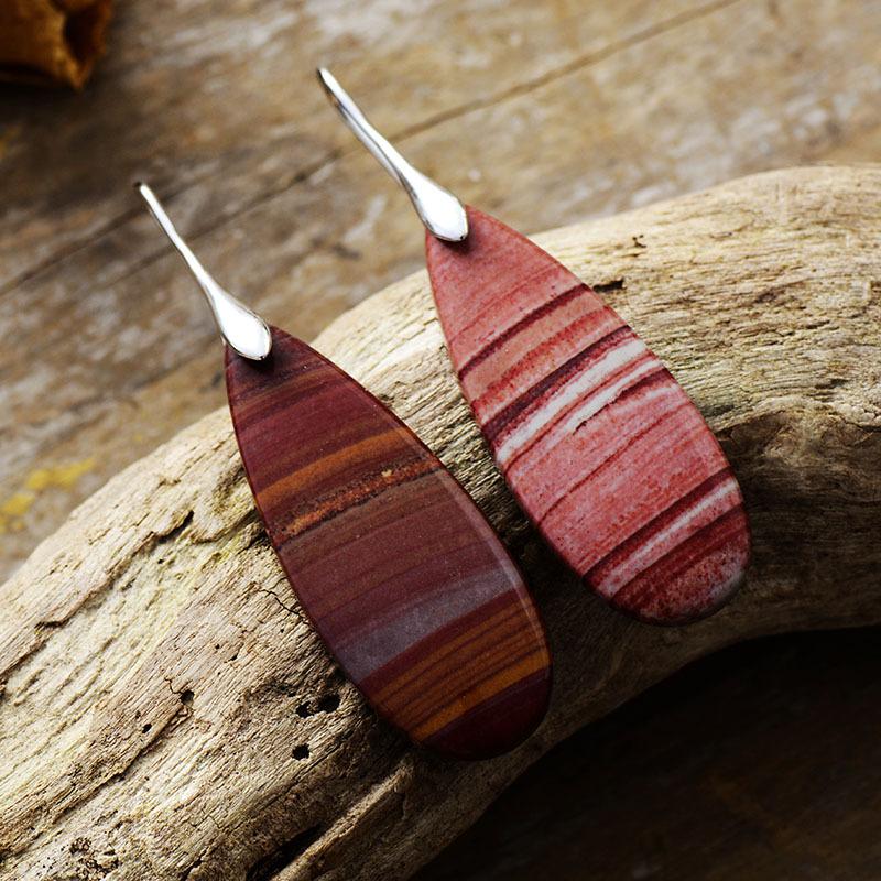 New hot-selling European, American and Bohemian natural stone water drop pendant earrings ethnic style jewelry