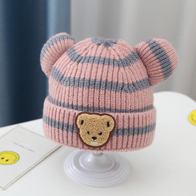 Baby hat autumn and winter cute super cute bear baby children ear hat warm plush hat boys and girls pullover