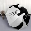 Yin Yang Cat, Cute Simple Black and White Cat Automatic folding umbrella  simple eight rib design, bright color pattern, durable iron frame,