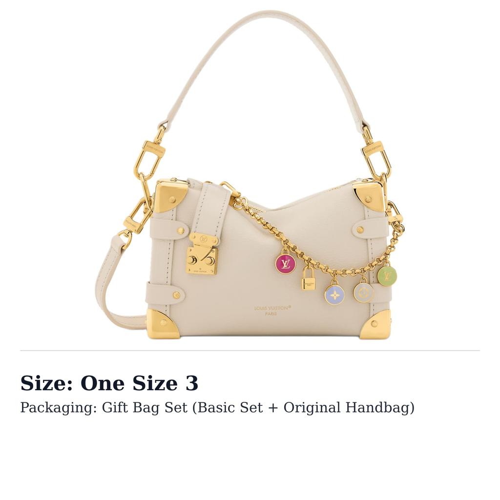LOUIS VUITTON SIDE TRUNK Cow Leather Portable Crossbody Bag, Shoulder Bag Small Women's Beige M27438