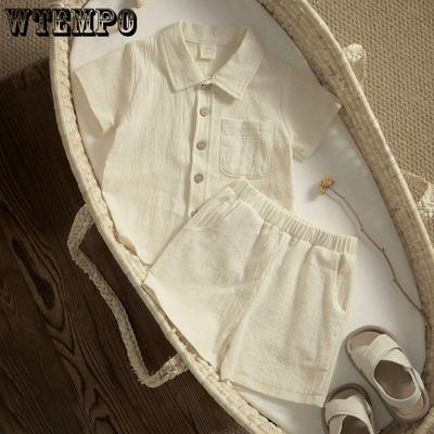 Conjuntos de roupas de verão para bebês meninos de 6 meses a 4 anos, camisas de cor sólida, tops, shorts, roupas casuais, roupas macias de verão