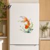 Self-Adhesive Toilet Lid Decals Watercolor Goldfish Seat Sticker & Water Plants Tank Stickers PVC Waterproof Bathtub Decal for Bathroom Decor