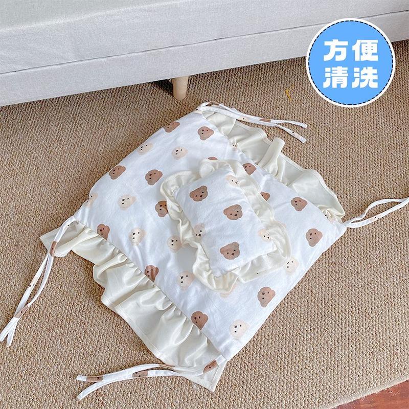 

Лежак для кошки из цельного дерева, летняя кровать для щенка, съемный коврик, моющийся в любое время года, универсальный домик для кошки, товары для собак