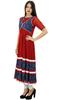 Bimba Women Long Georgette Printed Kurta Flaired Maroon Party Wear Kurti