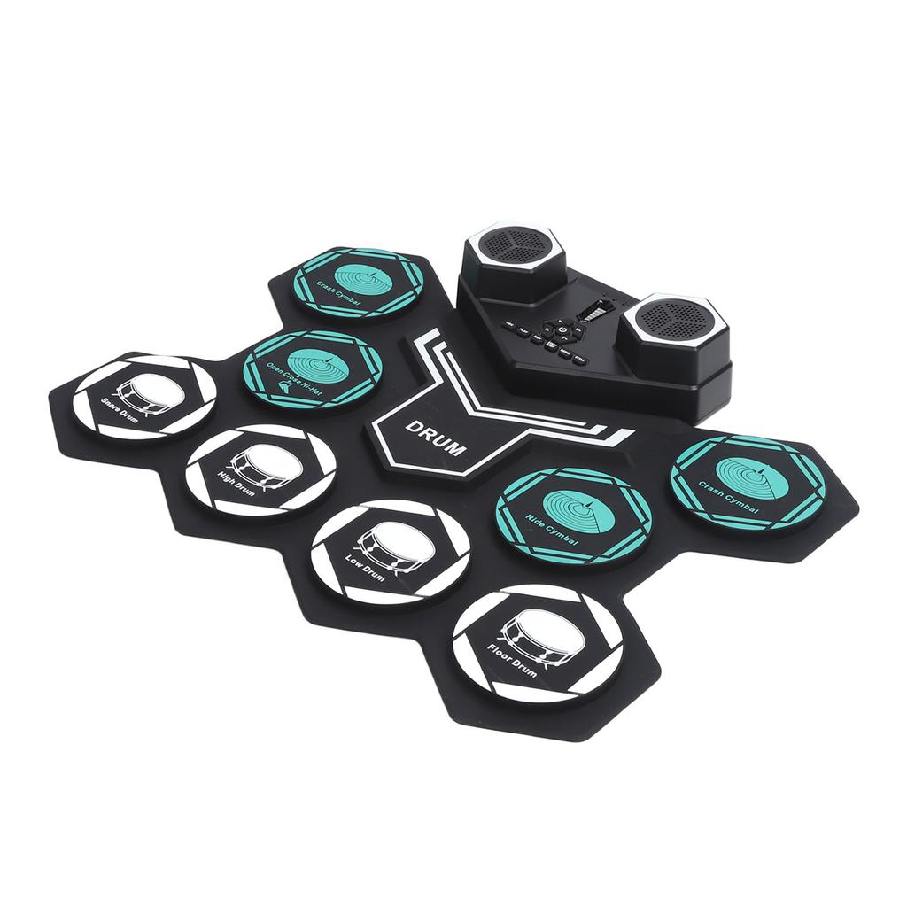 Electronic Drum Set Simulation Sound USB Rechargeable Silicone Roll Up Drum Practice Pad with Foot