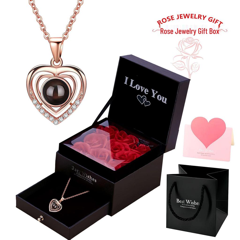 Naszyjnik Projekcyjny Ozon Podwójne Serce: Elegancki Wisiorek z napisem 'Kocham Cię' w 100 Językach