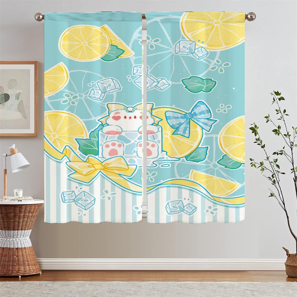 

Милые прозрачные шторы с изображением медведя для салона, 2 шт., занавеска для гостиной, украшение для дома и декора, затемняющие шторы для окна W50xH70cmx2pcs-CL