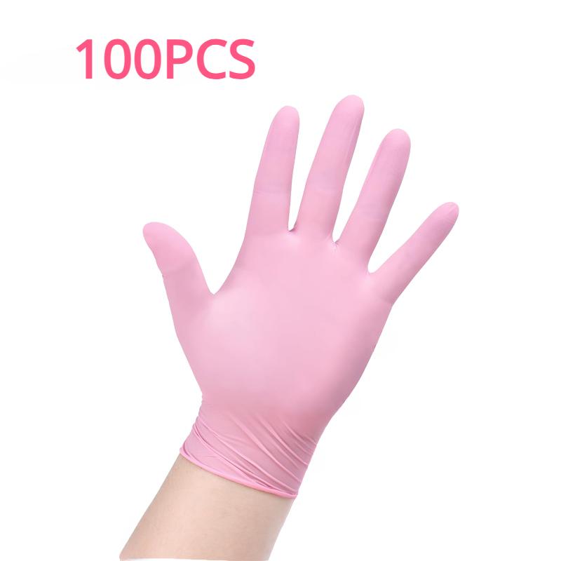 100/50/20PCS Light Pink Disposable Nitrile Gloves Light Pink Gloves For Kitchen Waterproof Anti-static Durable Cooking Tools