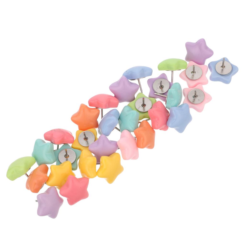 30Pcs Five Pointed Star Thumb Tacks Colored Resin Flat Push Pins for Office Classroom Home Cork Board Notice Board Travel Map
