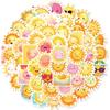 50 Cartoon Sun Stickers Doodle Sun Emoticon Pack Cute Smiling Face Personalized Children's Stickers