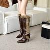 2025 Autumn and Winter New Pointed Belt Buckle Tall Tube Thin Fine Hair High Heel Warm Snow Women's Boots