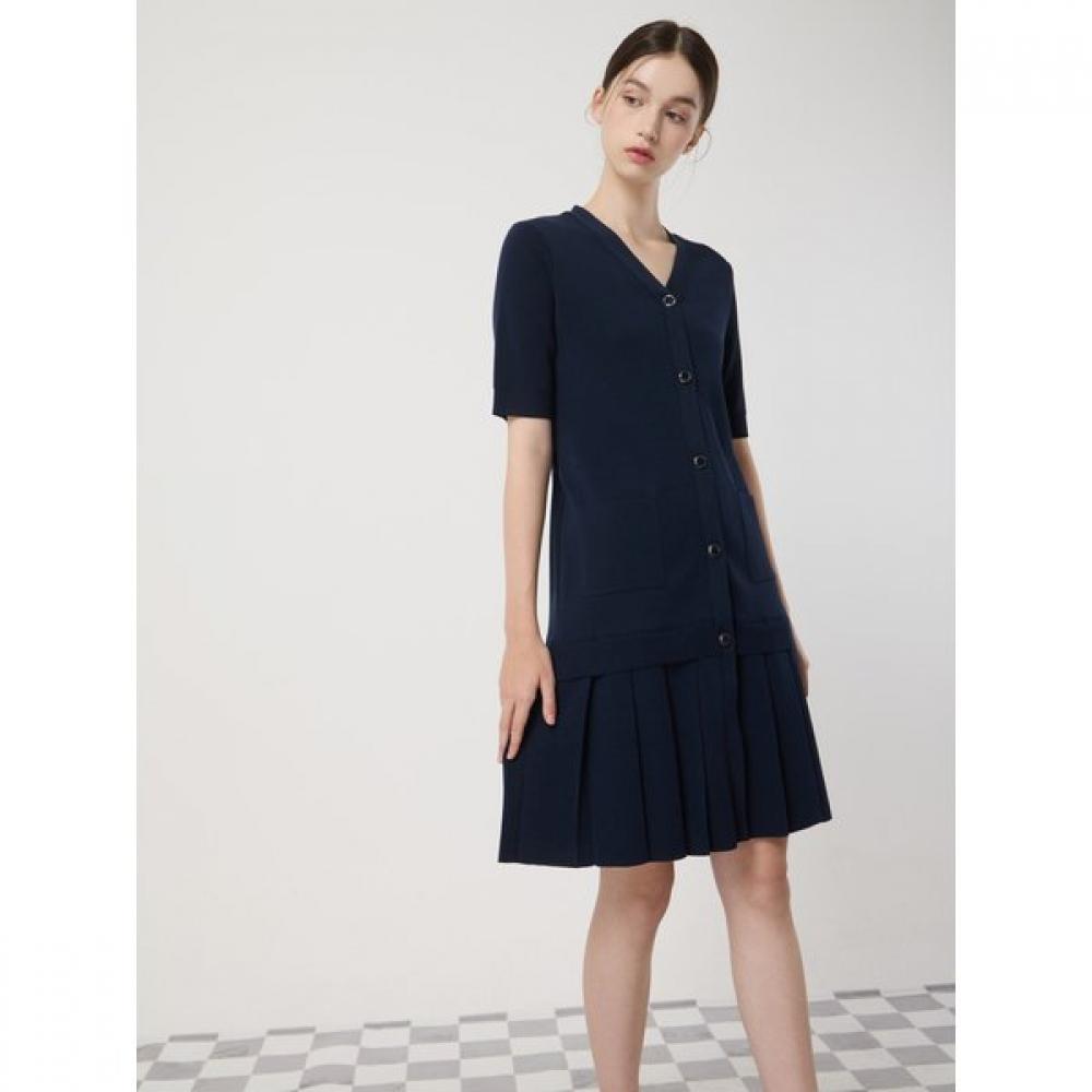 Cc Collect V Neck Pleats Knit Dress C252kse031