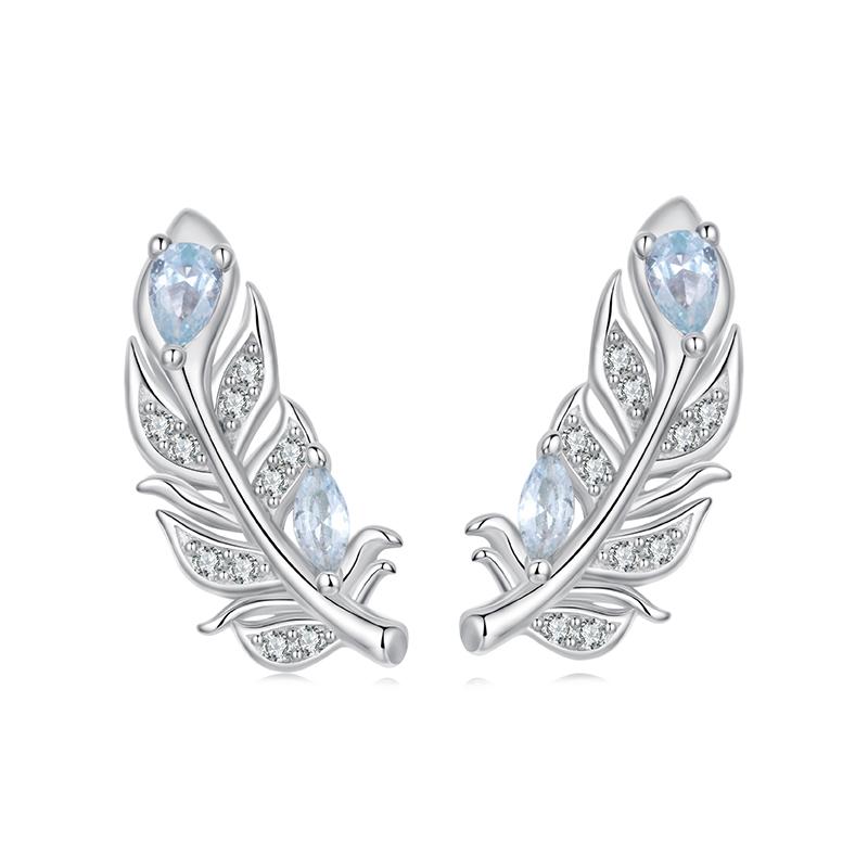 WOSTU 925 Sterling Silber Mini Blume Schmetterling Vogel Biene Steckerohrringe Regenbogen Mondstein Kätzchen Ohrstecker Mädchen Party Schmuck
