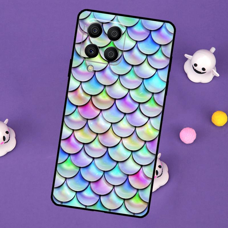 Watercolor Faux Glitter Mermaid Scales Cover For Samsung Galaxy M32 M52 M12 M13 M33 M23 M53 M15 M55 M31 M51 M14 M34 M54 M20 Case