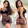 New Black Striped Body Stocking Women Sexy Lingerie Crotchless Fishnet Bodysuit Fancy Underwear Erotic Pajama Porn Sex Costume
