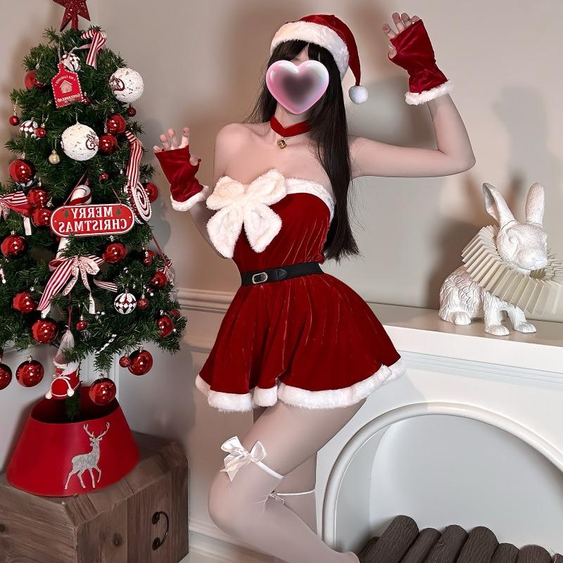 Christmas Suit Dress Sexy Autumn and Winter Cos Premium Christmas New Dress Tutu Skirt Temperament Socialite Fat M