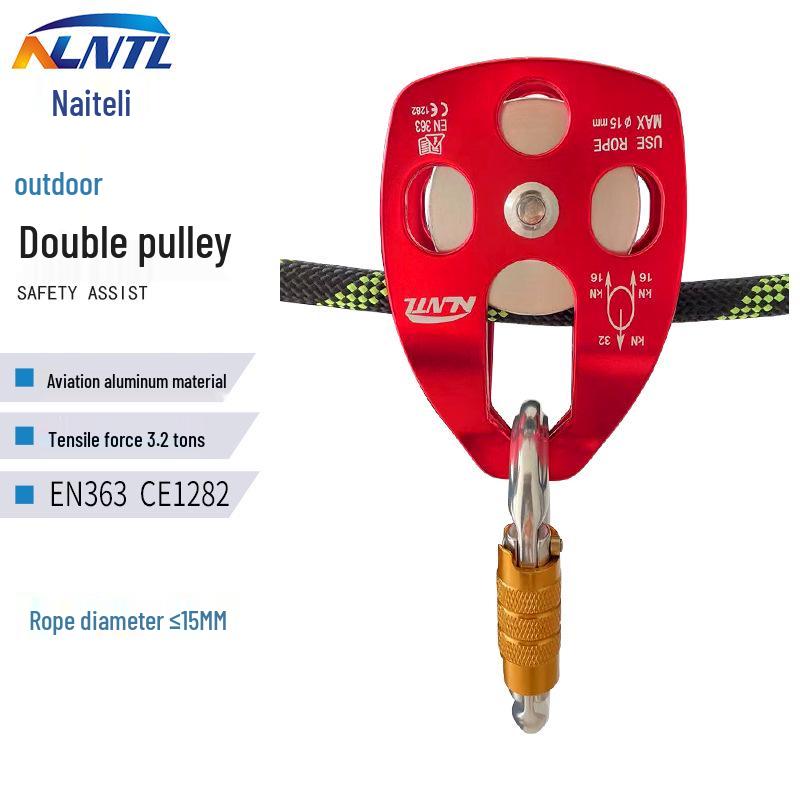Large Diameter Aluminum Alloy Rescue Pulley for Outdoor Mountaineering