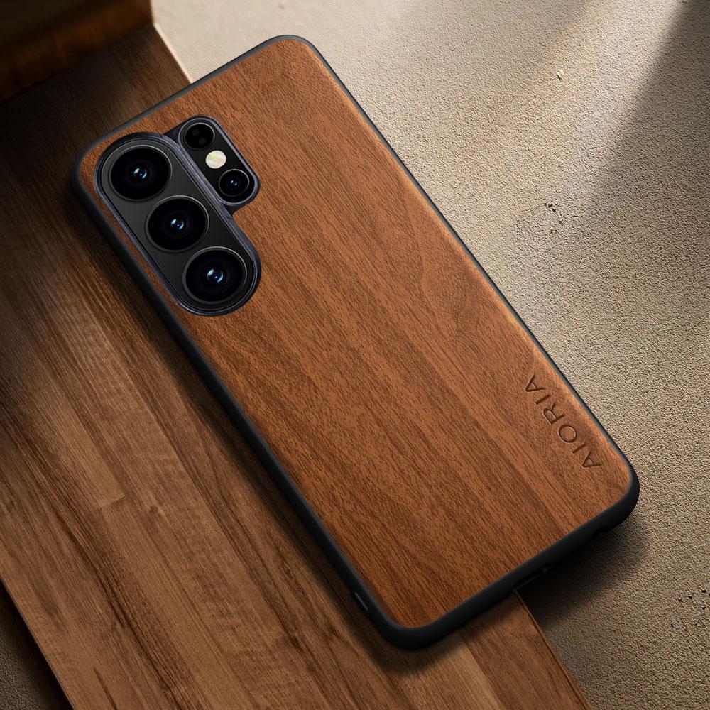 

For Samsung Galaxy S26 S25 S24 S23 S22 S21 Ultra Plus Fe Edge Case Coque Stylish Premium Wood Pattern PU Leather Phone Case s21 жовтий