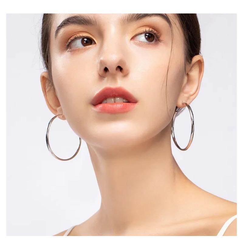 Women S Fashion Minimalist Hollow Smooth Large Hoop Earrings